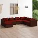 Latitude Run® 7 Piece Patio Lounge Set w/ Cushions Poly Rattan Wicker/Rattan in Brown | 23.8 H x 27.6 W x 27.6 D in | Wayfair