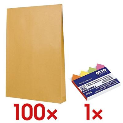Mailmedia 100er-Pack Faltentaschen mit Steh-/Klotzboden inkl. Pagemarker »Pfeil« 43 x 11 m, 32.4x22.9 cm Image