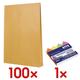 100er-Pack Faltentaschen mit Steh-/Klotzboden inkl. Pagemarker »Pfeil« 43 x 11 m braun, Mailmedia, 32.4x22.9 cm