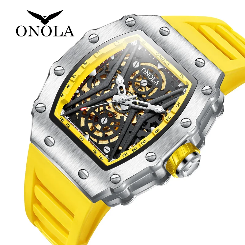 ONOLA-Montre mécanique pour homme, design original, haut de gamme, luxe, mode décontractée, modules carrés Shoous, horloge Seton, montre automatique pour homme