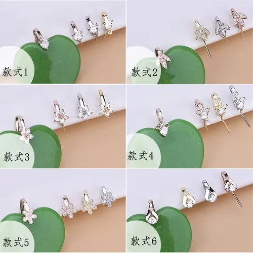Boucle à clip en argent regardé S925, divers styles disponibles, pendentif fleur de pêche, diversifier les accessoires de boucle ardillon en cristal
