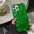 Coque de téléphone en silicone pour iPhone argent vert 18 plis en aluminium luxe 14 Plus 13