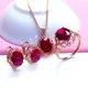 Ensemble de bijoux rubis incrustés d'or violet design creux or rose 14 carats colliers de