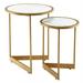 Round Nesting Table Set of 2 with Marble-like Tabletop - 16" x 16" x 20" (L x W x H)