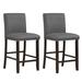 Set of 2 Bar Stools Linen Fabric Counter Height Chairs for Kitchen Island - 19" x 20" x 39" (L x W x H)