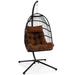 Patio Hanging Egg Chair with Stand Waterproof Cover and Folding Basket - 29" x 22" x 42.5" (L x W x H)