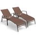 2 Pieces Patio Folding Chaise Lounge Chair Set with Adjustable Back-Brown - 63.5 x 28" x 37" (L x W x H)