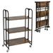 3-Tier Folding Kitchen Utility Serving Island Cart with Storage Shelves-Rustic Brown - 26" x 16" x 39.5"(L x W x H)