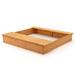 Kids Wooden Sandbox with Bench Seats and Storage Boxes - Natural - 49.2" x 47.24" x 7.28" (L x W x H)