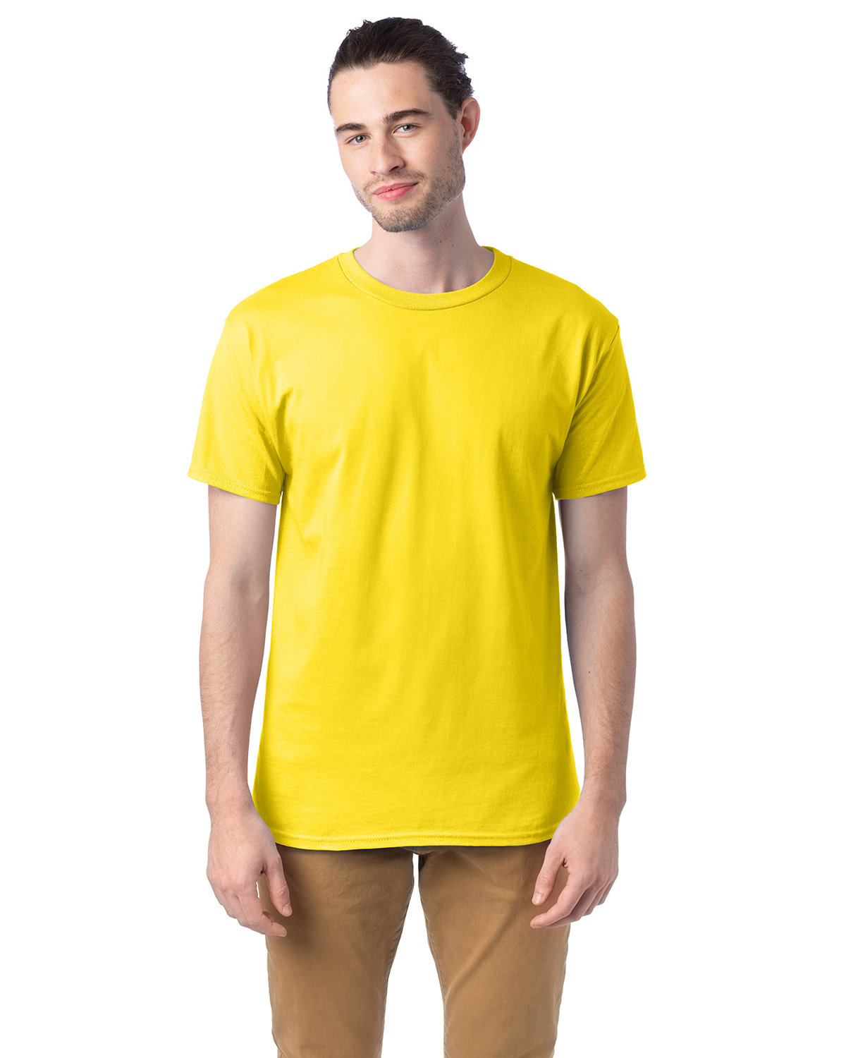 Hanes 5280 Adult Essential Short Sleeve T-Shirt in Yellow size Large | Cotton