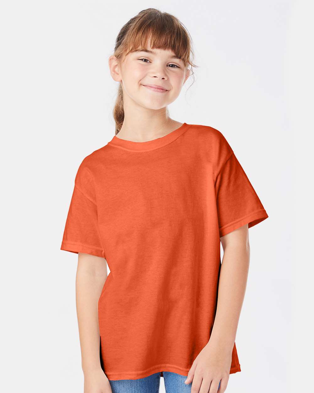 Hanes 5480 Youth Essential-T T-Shirt in Texas Orange size XL | Cotton