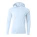 A4 N3409 Men's Cooling Performance Long-Sleeve Hooded T-shirt in Pastel Blue size Small | Micro Polyester interlock A4N3409