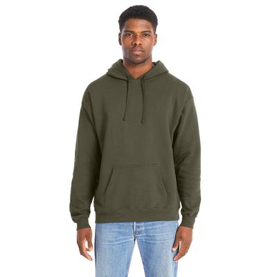 Hanes RS170 Perfect Sweats Pullover Hooded Sweatshirt in Fatigue Green size 2XL | Cotton
