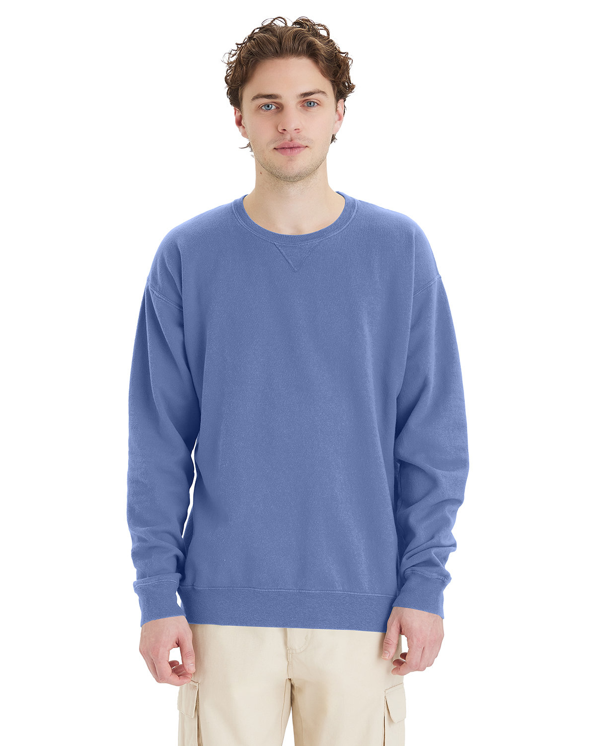 ComfortWash by Hanes GDH400 Crew Sweatshirt in Frontier Blue size 3XL | Cotton/Polyester Blend
