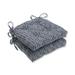 Pillow Perfect Outdoor Herringbone Slate Deluxe Tufted Chairpad (Set of 2) - 17 X 17.5 X 4