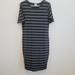 Lularoe Dresses | Lularoe Julia Black & Gray Striped Dress Women's Size Medium | Color: Black/Gray | Size: M