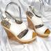 Jessica Simpson Shoes | New Jessica Simpson White Strappy Platform Wedge Heeled Espadrille Sandals Sz 11 | Color: Brown/White | Size: 11