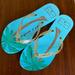 Kate Spade Shoes | Never Worn Kate Spade - Need A Vacation Flip Flops - Size 6m | Color: Blue/Gold | Size: 6