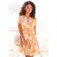 Blusenkleid S.OLIVER Gr. 46, N-Gr, bunt (orange, creme, bedruckt) Damen Kleider Strandkleider Bestseller