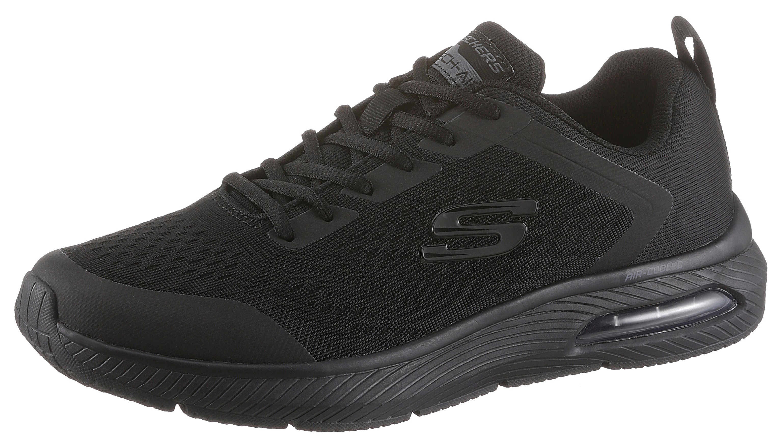 Sneaker SKECHERS "Dyna Air", Herren, Gr. 43, schwarz, Synthetik, Textil, Schuhe Sneaker, mit Air-Cooled Memory Foam, Freizeitschuh, Halbschuh, Schnürschuh