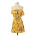 GBG Los Angeles Casual Dress: Yellow Tropical Dresses - Women's Size X-Small