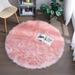 Pink 48 x 48 x 2 in Area Rug - iLiebe Round Faux Sheepskin Fur Area Rug Circle Fluffy Rugs Circular Shaggy Rug Plush Circle Carpet Play Mats For Girls Room Princess Castle Christmas Sheepskin/Faux Fur | Wayfair