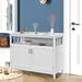 Winston Porter Elvyn Solid Wood 2 - Door Accent Cabinet Wood in White | 35.8 H x 44.9 W x 20.1 D in | Wayfair ABFA35C76BCD416B8579EB01CC9F2886