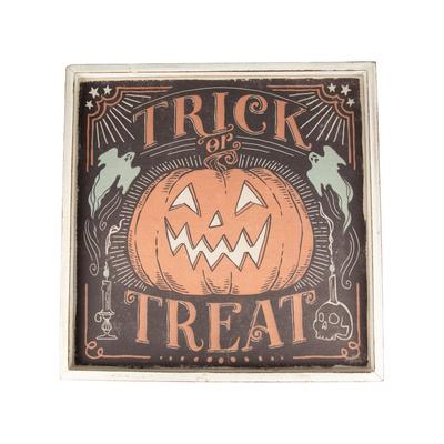 Trick or Treat Jack-o-Lantern Halloween Wall Sign, 18.75" - Orange