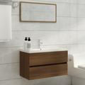 vidaXL Mobile Bagno Lavabo Integrato Rovere Marrone Legno Multistrato