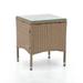 Zaara Contemporary Compact Wicker and Glass Top Outdoor End Table by M&L Co.