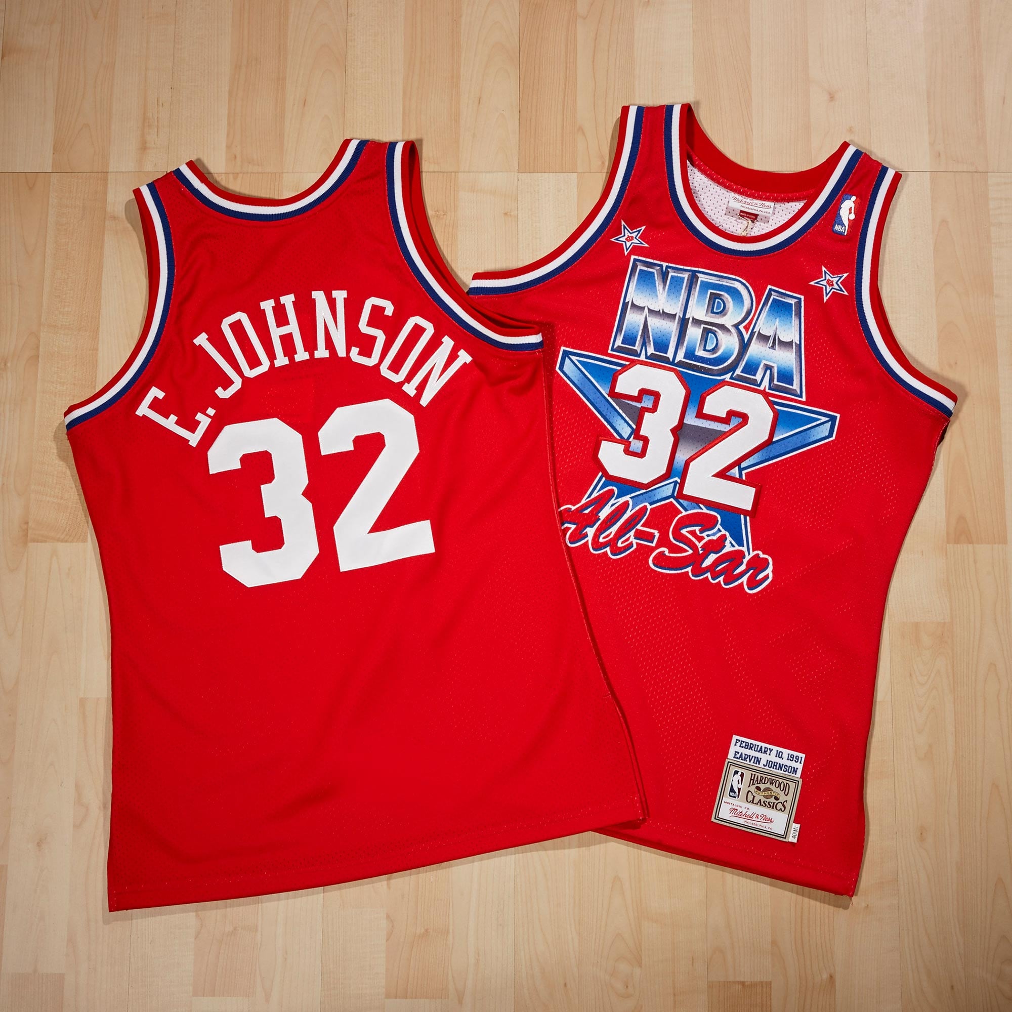 Maillot Authentic NBA All-Star West 1991 Mitchell & Ness – Écarlate – Magic Johnson - Homme Taille: S
