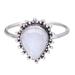 Teardrop Moon,'Jeweler Designed Rainbow Moonstone Cocktail Ring from Bali'