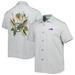 Men's Tommy Bahama Gray Buffalo Bills Coconut Point Frondly Fan Camp IslandZone Button-Up Shirt