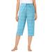 Plus Size Women's Woven Sleep Capri Pant by Dreams & Co. in Blue Plaid (Size M)