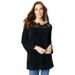 Plus Size Women's Lace-Neck Eyelash Sweater by Roaman's in Black (Size 30/32)