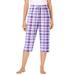 Plus Size Women's Woven Sleep Capri Pant by Dreams & Co. in Soft Iris Plaid (Size L)