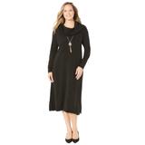 Plus Size Women's Cashmiracle™ Cowl Neck Pullover Sweater Dress by Catherines in Black (Size 0X)