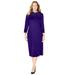 Plus Size Women's Cowl Neck Sweater Dress by Catherines in Deep Grape Geo Patch (Size 4X)