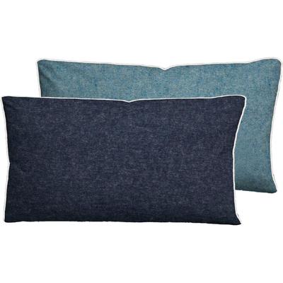 Kissenbezug BIBERNA "Hermal Flanell mit Reißverschluss, Melange-Optik, Wendekissenbezug", blau, B:40cm L:80cm, Flanell, Obermaterial: 100% Baumwolle, Kissenbezüge, Feinflanell, Made in Germany zertifiziert, kuschelig weich, mit Paspel Image
