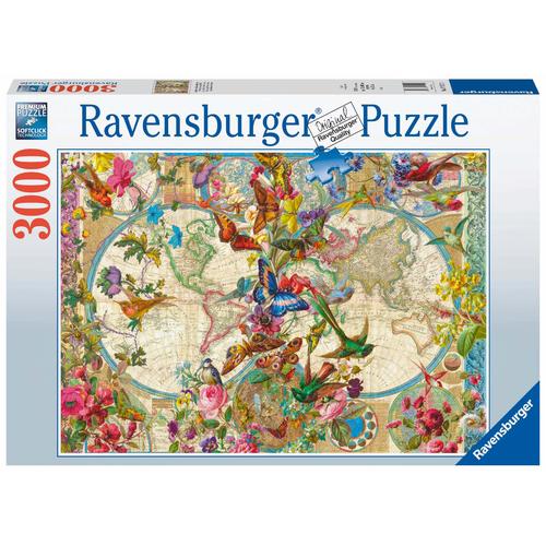 Puzzle RAVENSBURGER ""Weltkarte mit Schmetterlingen"" Puzzles bunt Kinder Made in Germany, FSC - schützt Wald weltweit