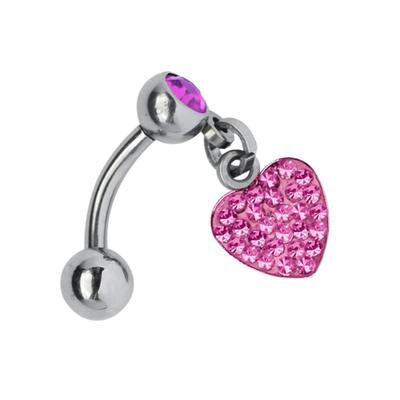 Bauchnabelpiercing ADELIA´S "Piercing Piercing Bauchnabelpiercing", Damen, pink, Titan, modisch, Piercings, Titan Banane - Bauchnabel Piercing Herzanhänger pink