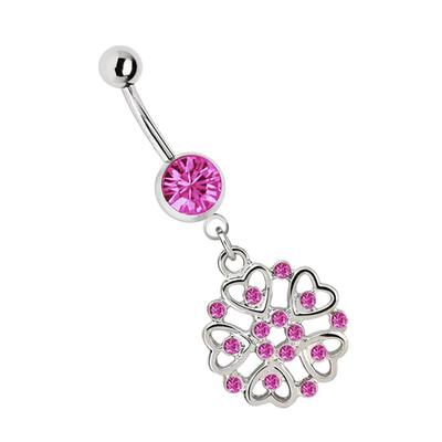 Bauchnabelpiercing ADELIA´S "Piercing Piercing Bauchnabelpiercing", Damen, pink, Chirurgiestahl, modisch, Piercings, 316l Stahl Banane - Steinkugel und Herz Blume pink