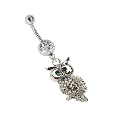 Bauchnabelpiercing ADELIA´S "Piercing Piercing Bauchnabelpiercing", Damen, schwarz, Chirurgiestahl, modisch, Piercings, Piercing Schmuck 316l Stahl Banane mit Eulenanhänger