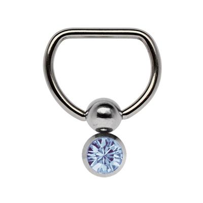 Brustwarzenpiercing ADELIA´S "Piercing Piercing Brustpiercing", Damen, blau (hellblau), Titan, modisch, Piercings, Titan Brustpiercing D-Ring mit Doppel Klemmkugel und 6 mm Stein hellblau