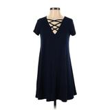 Love, Fire Casual Dress - A-Line: Blue Solid Dresses - Women's Size Small