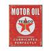 Desperate Enterprises Texaco - Lubricates Perfectly Metal Wall Decor Metal in Gray/Red/White | 16 H x 12.5 W x 0.03 D in | Wayfair 1444