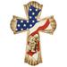 De Leon Collections Polyresin Faux w/ American Flag Feature Fallen Hero Hanging Wall Cross Décor in Blue/Brown/Red | 12 H x 8.5 W x 1 D in | Wayfair