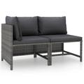 Ebern Designs 2 Piece Patio Sofa Set w/ Cushions Poly Rattan Wicker/Rattan in Gray | 23.6 H x 44.9 W x 23.6 D in | Wayfair