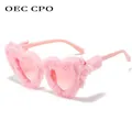 OEC CPO-Lunettes de soleil en velours pour femmes sexy en forme de cœur fourrure douce à la