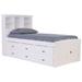 OS Home and Office Furniture Solid Pine Twin Captains Bookcase Bed with 12 spacious underbed drawers in Casual White